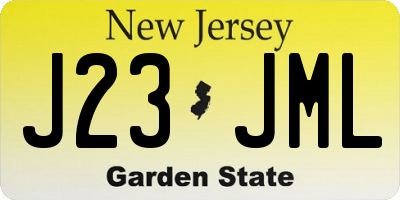 NJ license plate J23JML