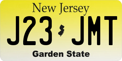 NJ license plate J23JMT