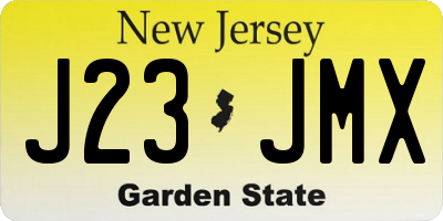 NJ license plate J23JMX