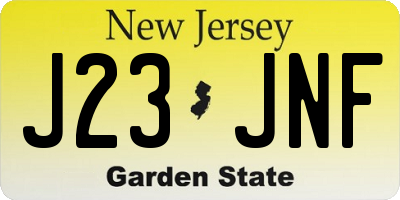 NJ license plate J23JNF