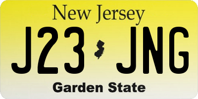 NJ license plate J23JNG