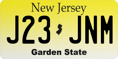 NJ license plate J23JNM