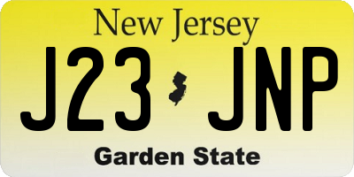 NJ license plate J23JNP