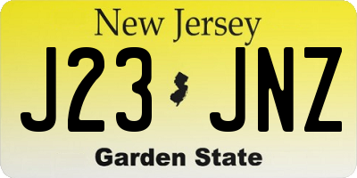 NJ license plate J23JNZ