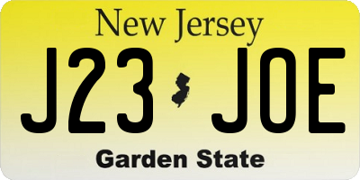 NJ license plate J23JOE
