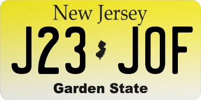 NJ license plate J23JOF