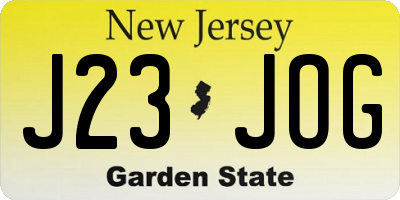 NJ license plate J23JOG