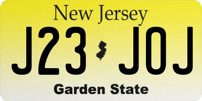 NJ license plate J23JOJ