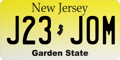 NJ license plate J23JOM