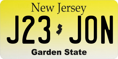 NJ license plate J23JON