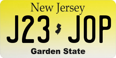 NJ license plate J23JOP
