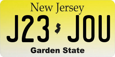 NJ license plate J23JOU