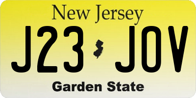 NJ license plate J23JOV