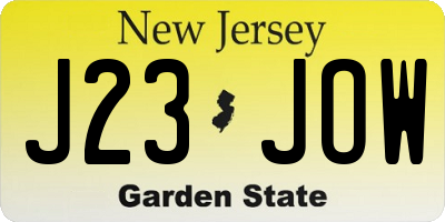 NJ license plate J23JOW