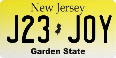 NJ license plate J23JOY