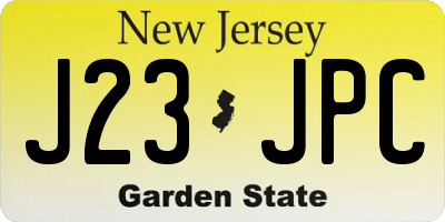 NJ license plate J23JPC
