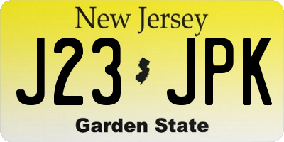 NJ license plate J23JPK