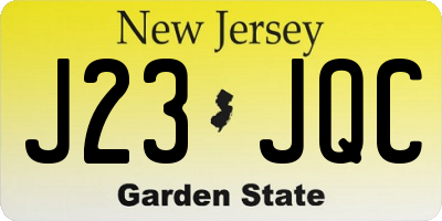 NJ license plate J23JQC