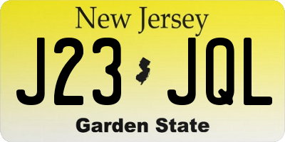 NJ license plate J23JQL