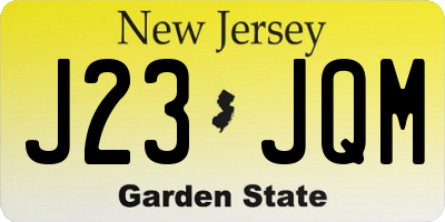 NJ license plate J23JQM
