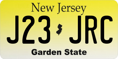NJ license plate J23JRC