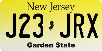 NJ license plate J23JRX