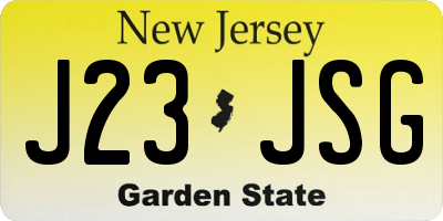 NJ license plate J23JSG