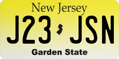 NJ license plate J23JSN