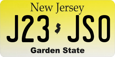 NJ license plate J23JSO