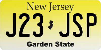 NJ license plate J23JSP