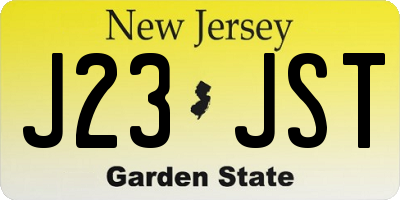 NJ license plate J23JST