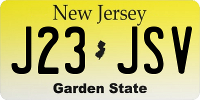 NJ license plate J23JSV