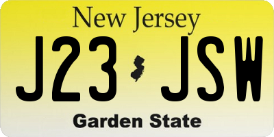 NJ license plate J23JSW