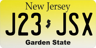 NJ license plate J23JSX