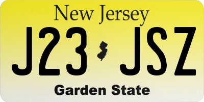 NJ license plate J23JSZ