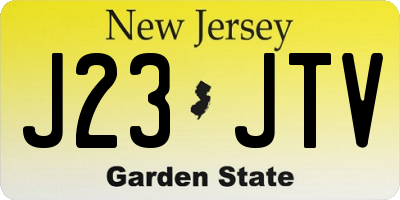 NJ license plate J23JTV