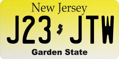 NJ license plate J23JTW