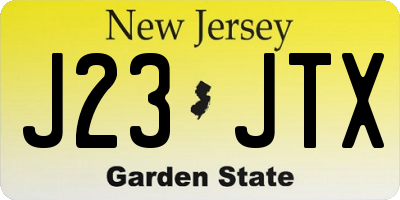 NJ license plate J23JTX