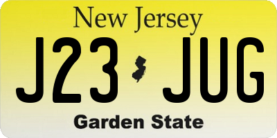 NJ license plate J23JUG