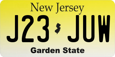 NJ license plate J23JUW