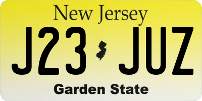NJ license plate J23JUZ