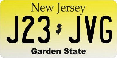 NJ license plate J23JVG