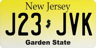 NJ license plate J23JVK