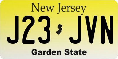 NJ license plate J23JVN