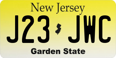 NJ license plate J23JWC
