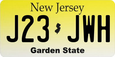 NJ license plate J23JWH