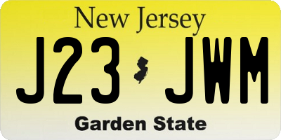 NJ license plate J23JWM