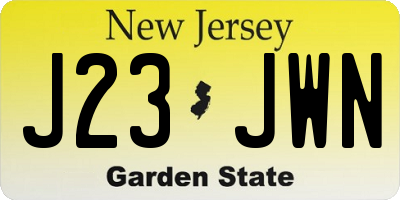 NJ license plate J23JWN