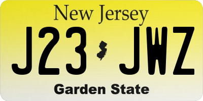 NJ license plate J23JWZ