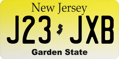 NJ license plate J23JXB